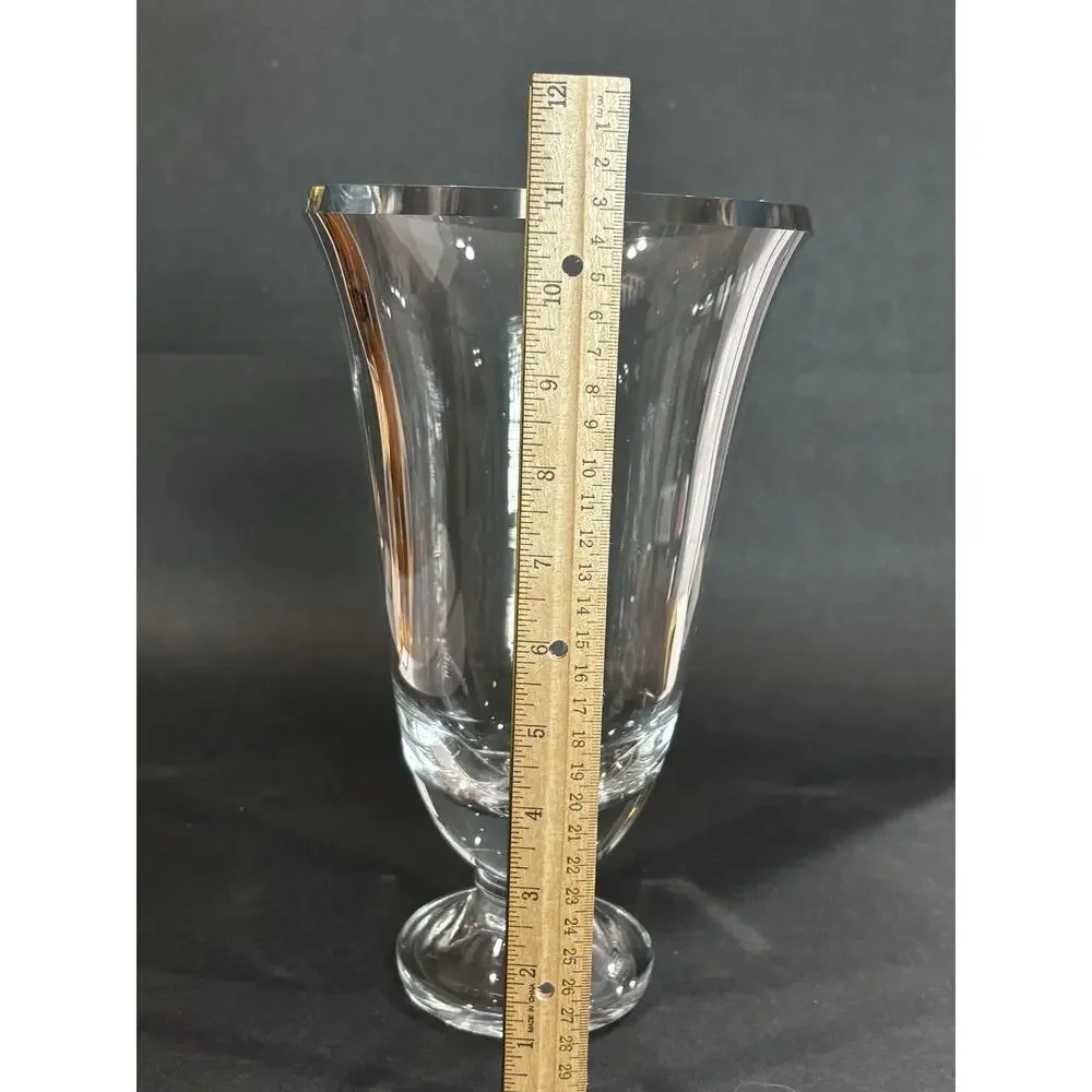 KROSNO Poland Heavy Clear Glass Pedestal Vase 11